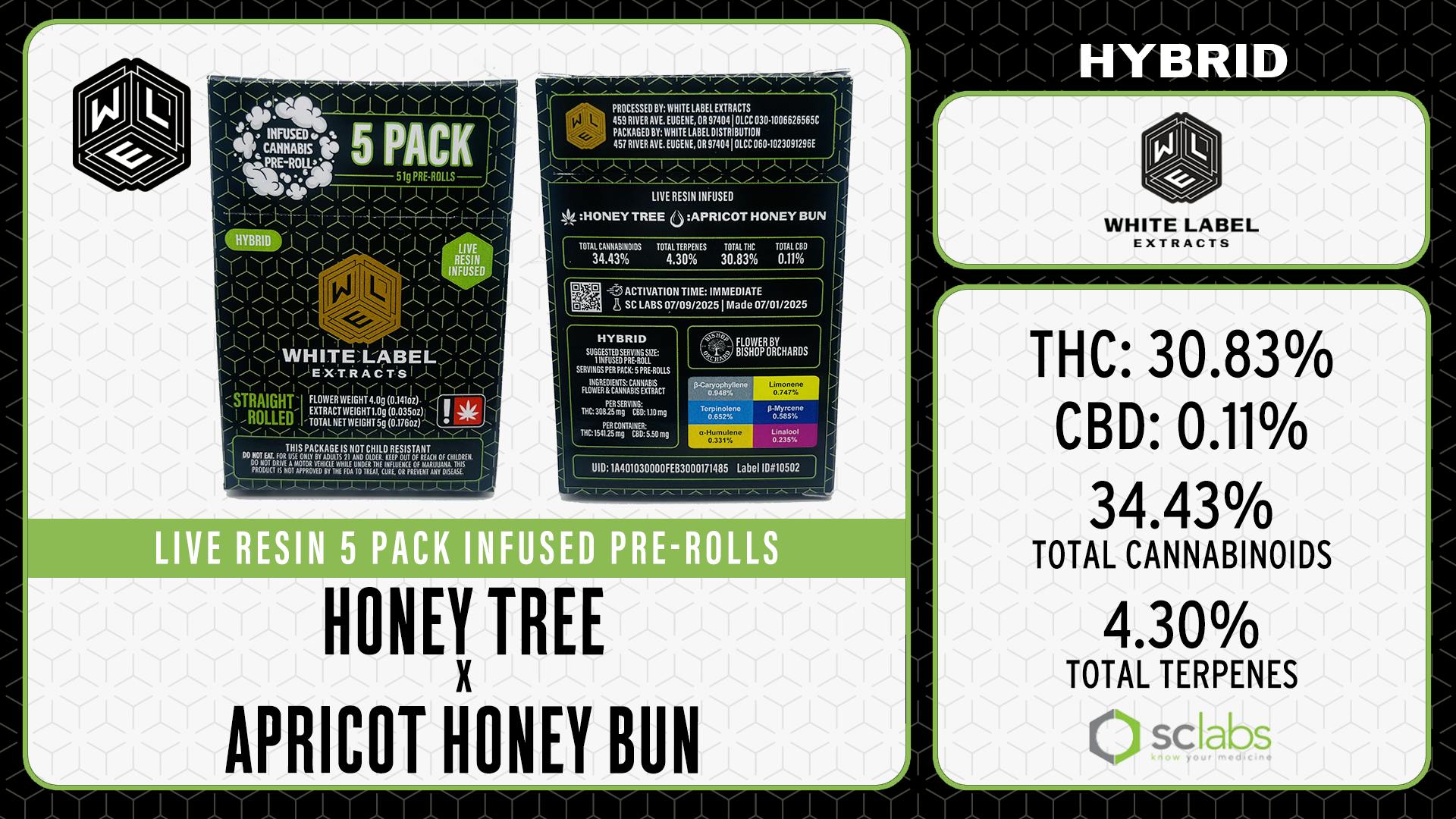 White Label Extracts - WLE | Honey Tree x Apricot Honey Bun | Infused Pre Roll | 5pk - 1