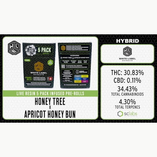 White Label Extracts - WLE | Honey Tree x Apricot Honey Bun | Infused Pre Roll | 5pk - 1