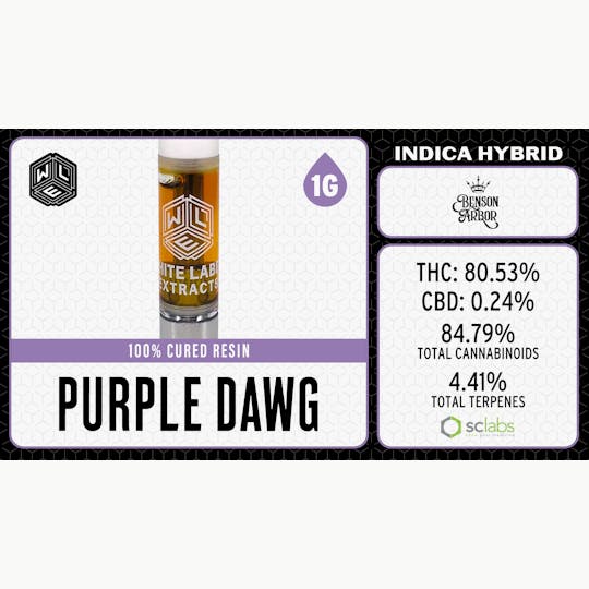 White Label Extracts - WLE | Purple Dawg | Cured Resin Cartridge | 1G - 1