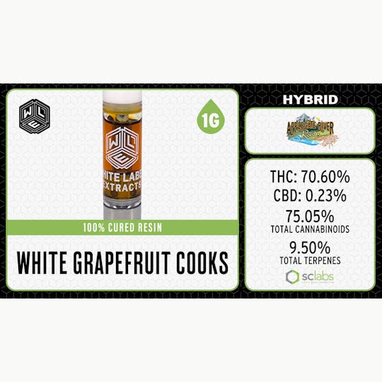 White Label Extracts - WLE | White Grapefruit Cooks | Cured Resin Cartridge | 1G - 1