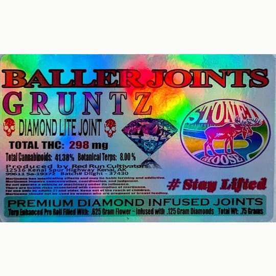 Red Run Cannabis Cultivators - Red Run - Gruntz Diamond Infused Baller Joints 0.75g - 1