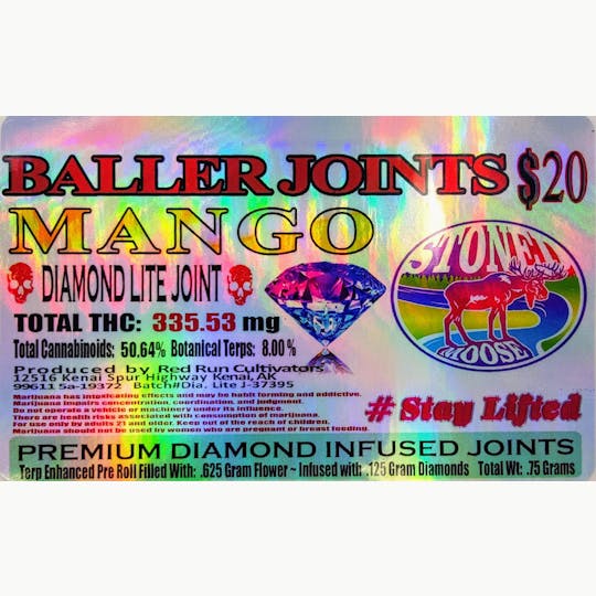 Red Run Cannabis Cultivators - Red Run - Mango Diamond Infused Baller Joints 0.75g - 1