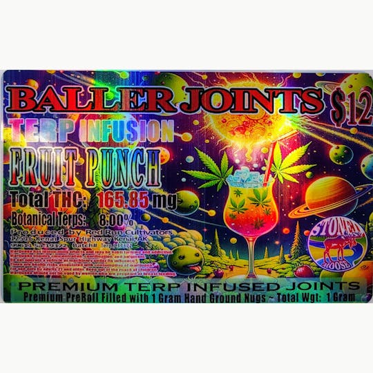 Red Run Cannabis Cultivators - Red Run - Fruit Punch Terp Infusion Baller Joints 1g - 1