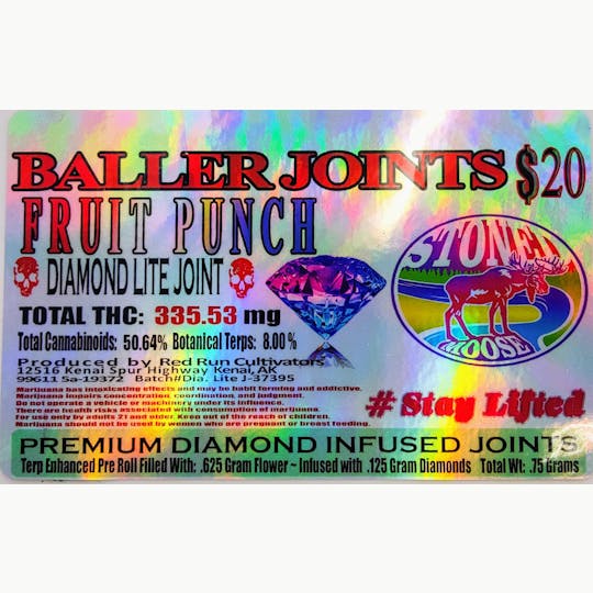 Red Run Cannabis Cultivators - Red Run - Fruit Punch Diamond Infused Baller Joints 0.75g - 1