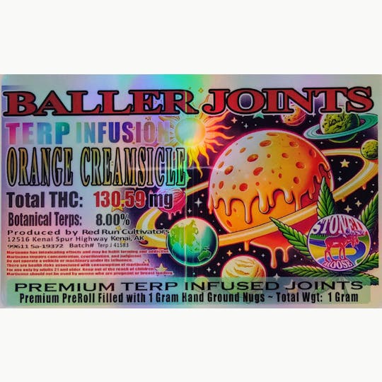 Red Run Cannabis Cultivators - Red Run - Orange Creamsicle Terp Infusion Baller Joints 1g - 1
