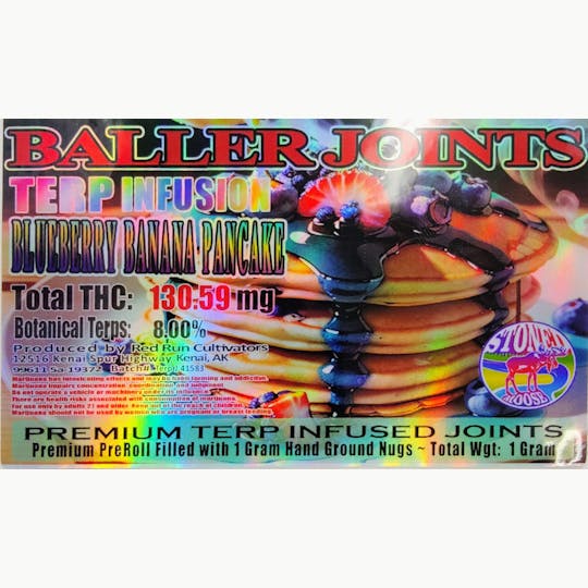 Red Run Cannabis Cultivators - Red Run - Blueberry Banana Pancake Terp Infusion Baller Joints 1g - 1