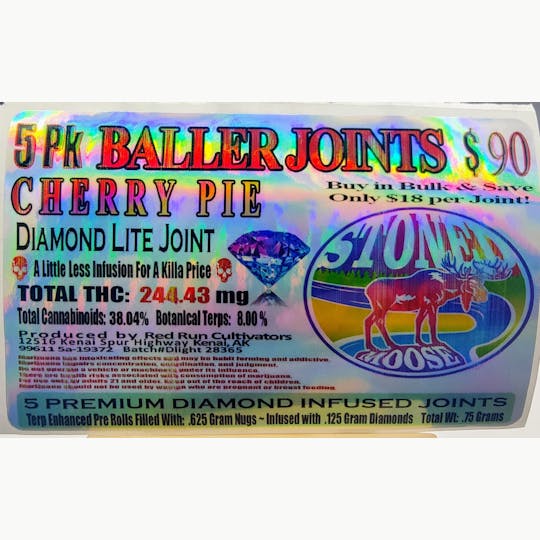 Red Run Cannabis Cultivators - Red Run - Cherry Pie Diamond Infused Baller Joints 0.75g 5pk - 1