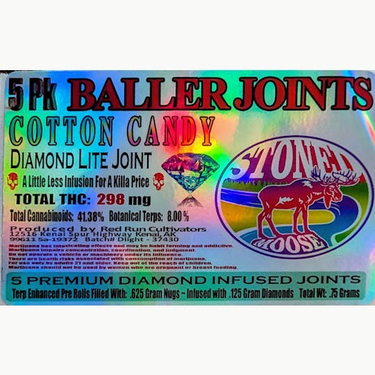 Red Run Cannabis Cultivators - Red Run - Cotton Candy Diamond Infused Baller Joints 0.75g 5pk - 1