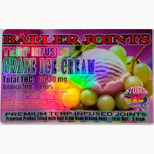 Red Run Cannabis Cultivators - Red Run - Grape Ice Cream Terp Infusion Baller Joints 0.5g - 1