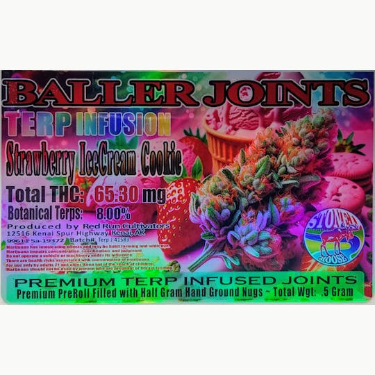 Red Run Cannabis Cultivators - Red Run - Strawberry Ice Cream Cookie Terp Infusion Baller Joints 0.5g - 1