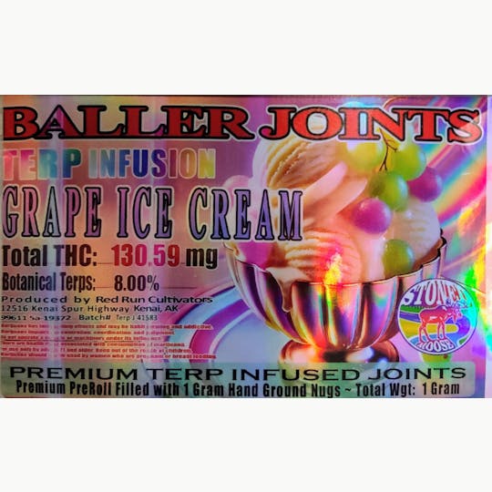 Red Run Cannabis Cultivators - Red Run - Grape Ice Cream Terp Infusion Baller Joints 1g - 1