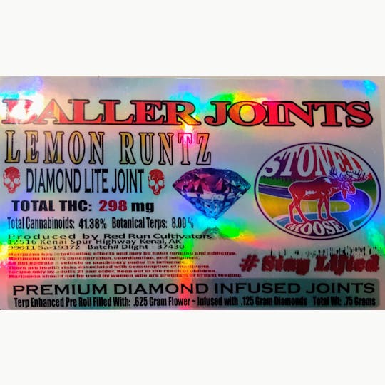 Red Run Cannabis Cultivators - Red Run - Lemon Runtz Diamond Infused Baller Joints 0.75g - 1