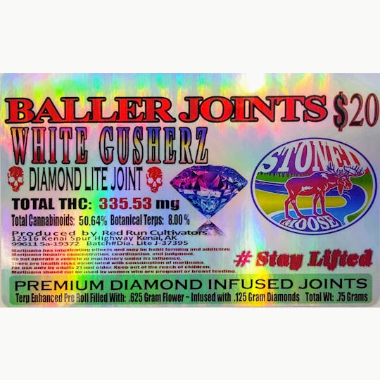Red Run Cannabis Cultivators - Red Run - White Gusherz Diamond Infused Baller Joints 0.75g - 1