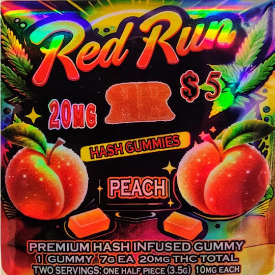 Red Run Cannabis Cultivators - Red Run - Peach Gummies 20mg - 1