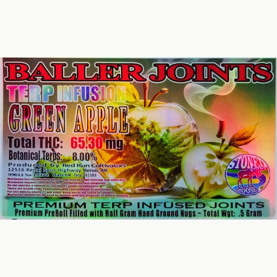 Red Run Cannabis Cultivators - Red Run - Green Apple Terp Infusion Baller Joints 0.5g - 1