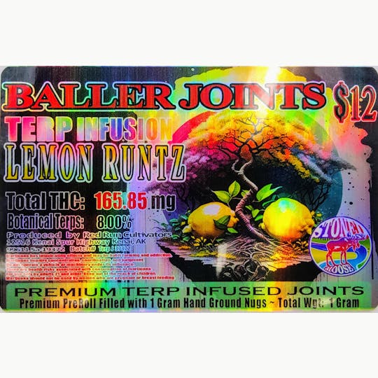 Red Run Cannabis Cultivators - Red Run - Lemon Runtz Terp Infusion Baller Joints 1g - 1