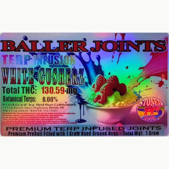 Red Run Cannabis Cultivators - Red Run - White Gusherz Terp Infusion Baller Joints 1g - 1