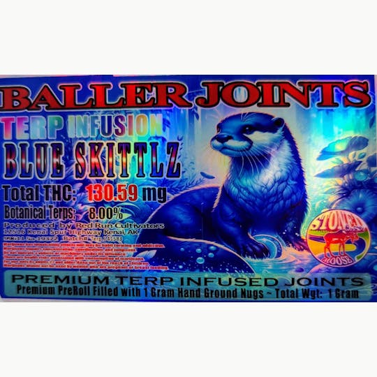 Red Run Cannabis Cultivators - Red Run - Blue Skittlz Terp Infusion Baller Joints 1g - 1