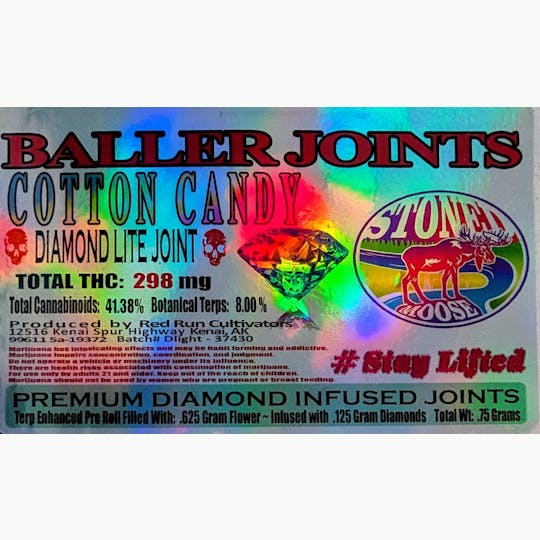Red Run Cannabis Cultivators - Red Run - Cotton Candy Diamond Infused Baller Joints 0.75g - 1