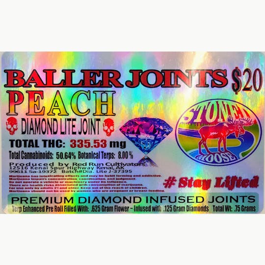Red Run Cannabis Cultivators - Red Run - Peach Diamond Infused Baller Joints 0.75g - 1