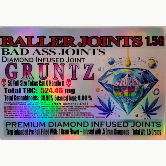 Red Run Cannabis Cultivators - Red Run - Gruntz Diamond Infused Baller Joints 1.5g - 1