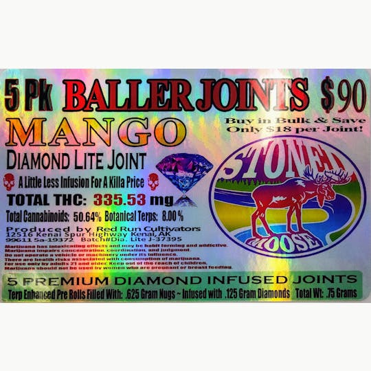 Red Run Cannabis Cultivators - Red Run - Mango Diamond Infused Baller Joints 0.75g 5pk - 1