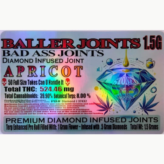 Red Run Cannabis Cultivators - Red Run - Apricot Diamond Infused Baller Joints 1.5g - 1