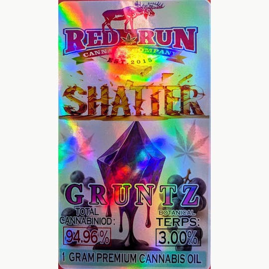 Red Run Cannabis Cultivators - Red Run - Gruntz Shatter 1g - 1