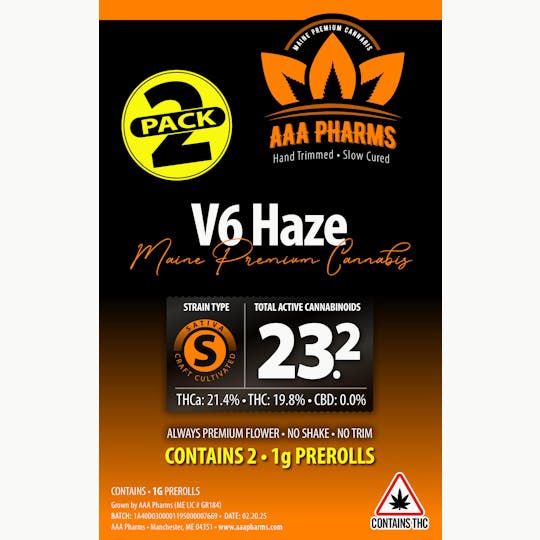 AAA Pharms - V6 Haze - 2 Pack Pre Roll - 1
