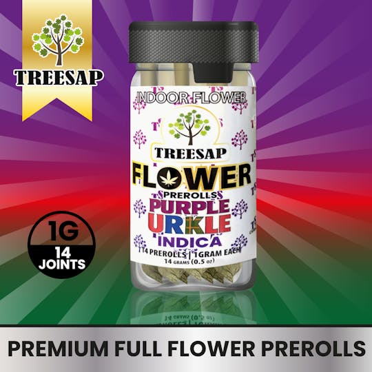 Treesap - CA - Treesap 14pk non-infused pre-rolls - Purple Urkle - Indica- 14g - 1