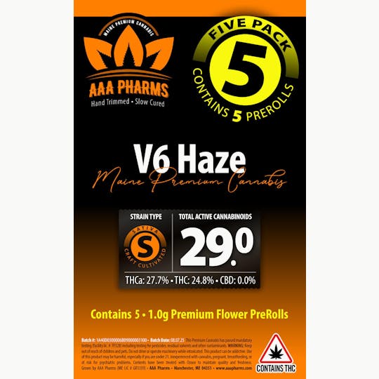 AAA Pharms - V6 haze - 5 Pack Pre rolls - 1