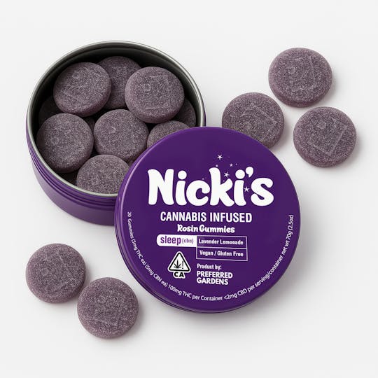Preferred Gardens - Nickis Lavender Lemonade Rosin Sleep CBN Gummies 100mg - 1