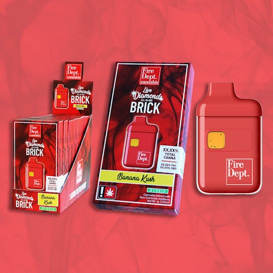 Fire Dept. Cannabis - FDC - Banana Kush - 1g Live Diamonds Brick - AIO Disposable Vape Cartridge - 1