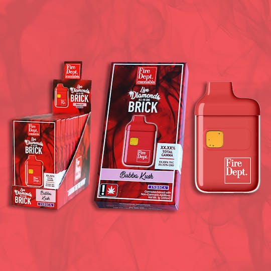 Fire Dept. Cannabis - FDC - Bubba Kush - 1g Live Diamonds Brick - AIO Vape Cartridge - 1