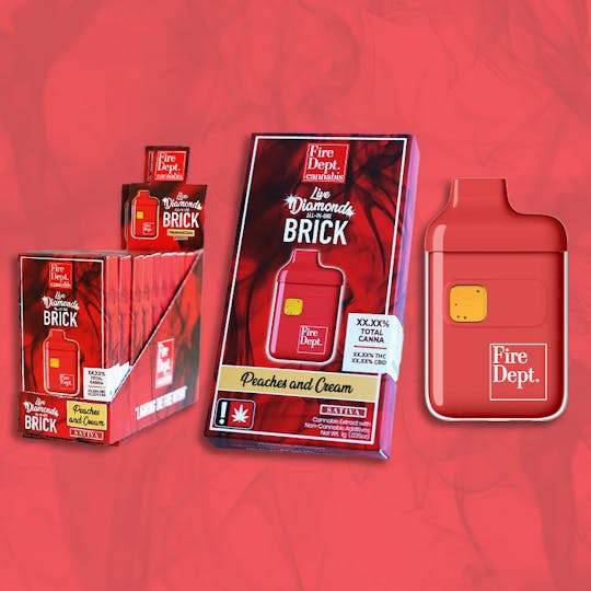 Fire Dept. Cannabis - FDC - Peaches &Cream - 1g Live Diamonds Brick - AIO Vape Cartridge - 1