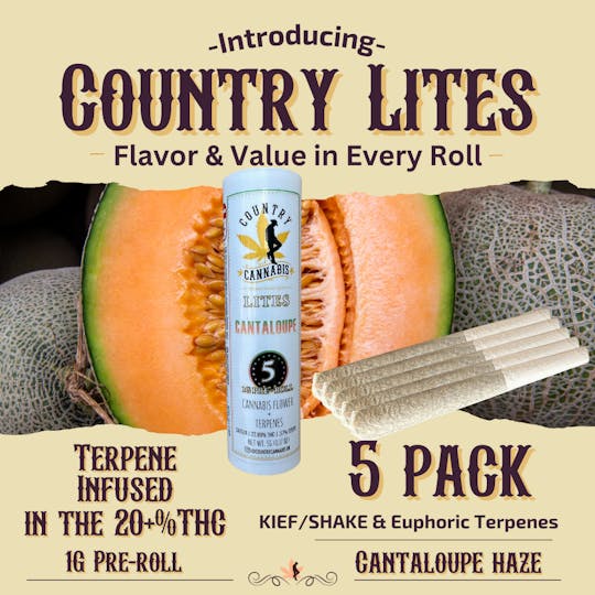 Country Cannabis - Cantaloupe Haze | Country Lites Terpene Infused Pre-roll | 1G | 5pk - 1