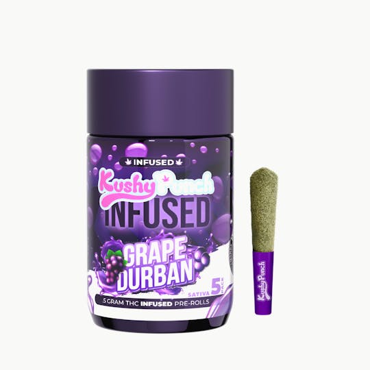 Kushy Punch - 5PK Kushy Punch Infused .5g Liquid Diamond Prerolls - Grape Durban - 1