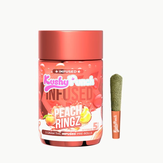 Kushy Punch - 5PK Kushy Punch Infused .5g Liquid Diamond Prerolls - Peach Ringz - 1