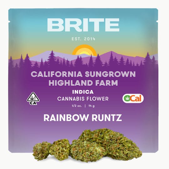 Brite Labs - BRITE Highland OCal Flower (14g) - Indica - Rainbow Runtz - 1