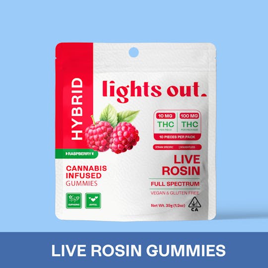 Lights Out - Raspberry (Hybrid) Live Rosin Edible 100mg - 1