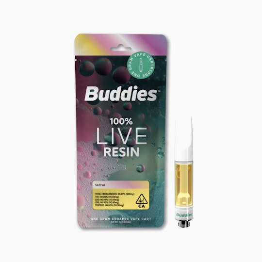 Buddies Brand - Live Resin | 1g Vape Cartridge | Super Silver Haze (S) - 1