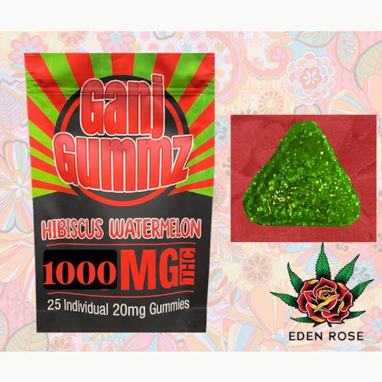 Eden Rose Processing - 1000MG Ganj Gummz - Hibiscus Watermelon - 1