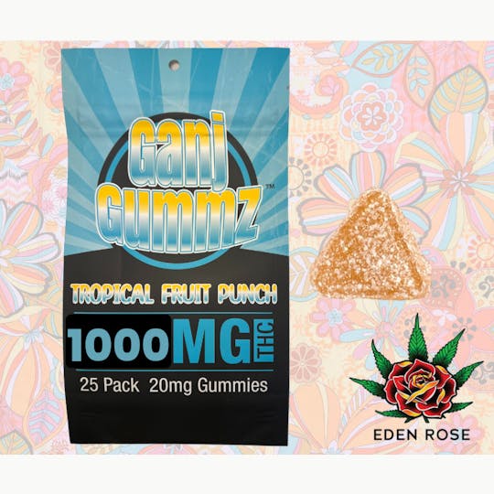Eden Rose Processing - 1000MG Ganj Gummz - Tropical Fruit Punch - 1