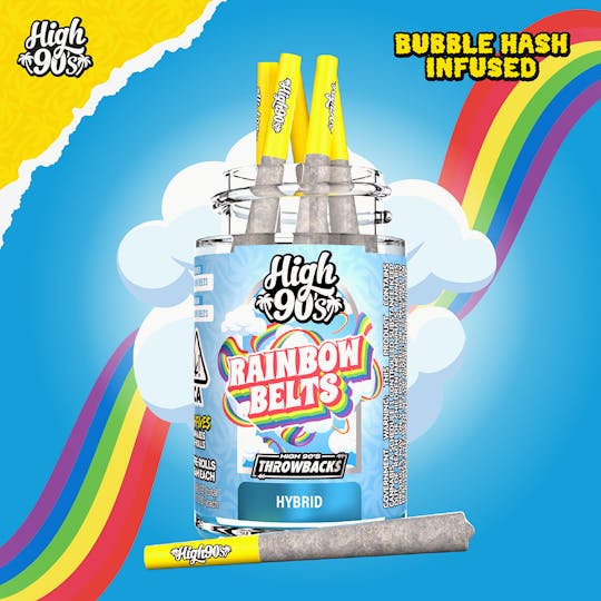 HIGH 90s - Rainbow Belts - 0.5g High Fives Bubble Hash Infused Pre-Rolls 5 Pack - 1