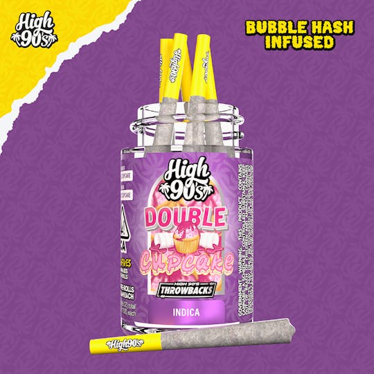 HIGH 90s - Double Cupcake - 0.5g High Fives Bubble Hash Infused Pre-Rolls 5 Pack - 1