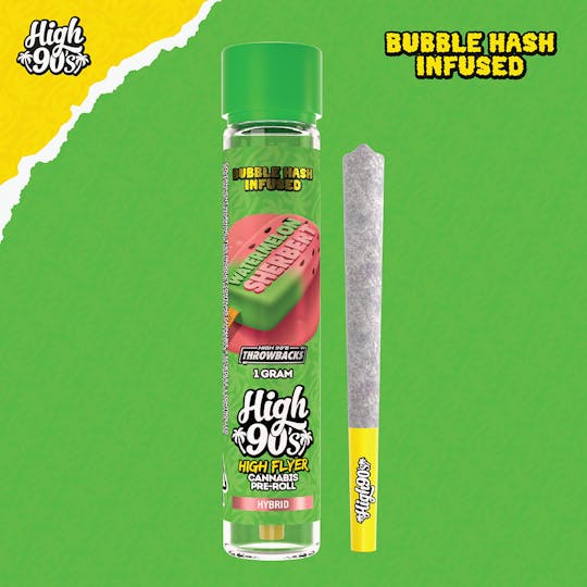 HIGH 90s - High 90s : Watermelon Sherbert 1g High Flyer Bubble Hash Infused Pre-Roll - 1
