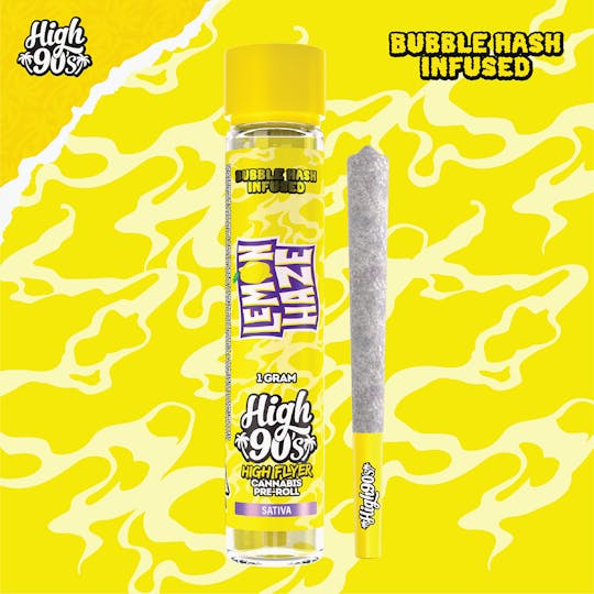 HIGH 90s - High 90s : Lemon Haze 1g High Flyer Bubble Hash Infused Pre-Roll - 1