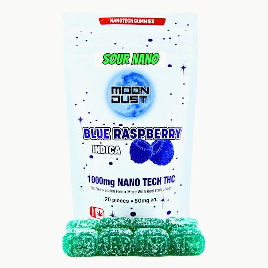 MOON DUST - 1000MG NANO THC GUMMIES - *SOUR* BLUE RASPBERRY - INDICA - 1
