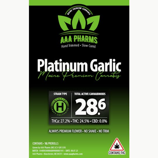 AAA Pharms - Platinum Garlic 1g Pre Roll - 1