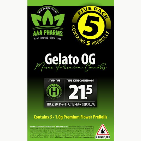 AAA Pharms - Gelato OG - 5 Pack Pre Rolls - 1